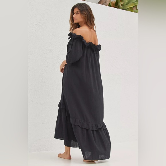 By ANTHROPOLOGIE RUFFLE OFF-THE-SHOULDER GAUZE DRESS size M medium - Picture 4 of 6